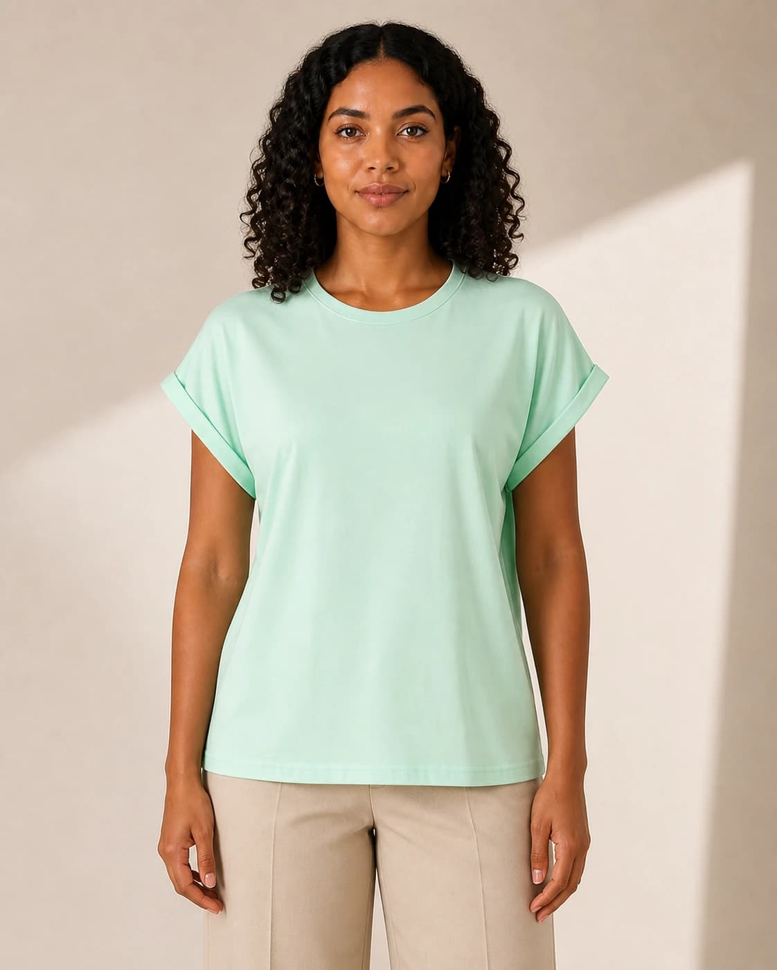 Tee menta manga cap, color Color único, vista frontal