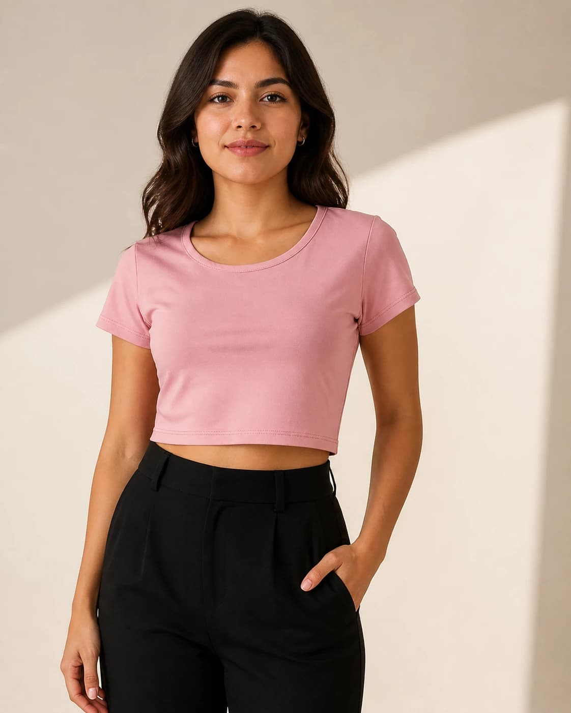 Top crop rosado abertura espalda