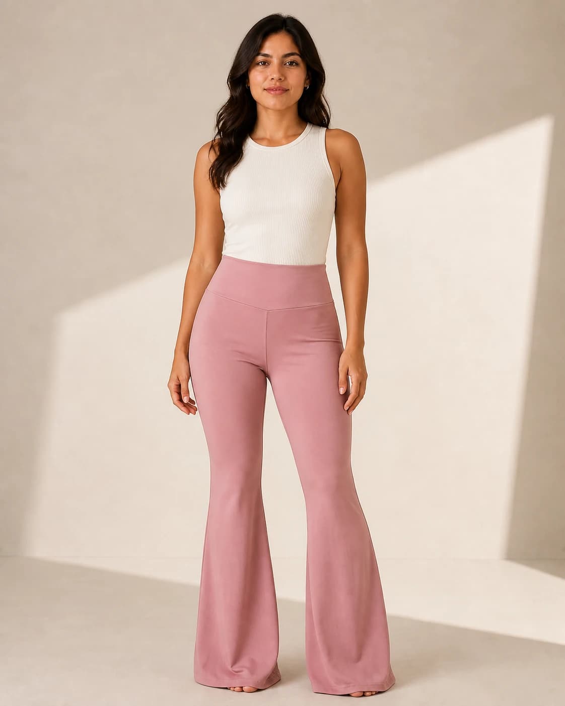 Pantalón acampanado rosa mauve