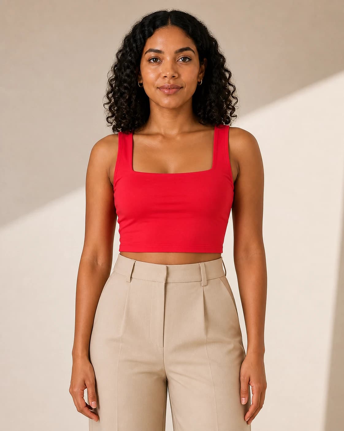 Top crop rojo escote cuadrado